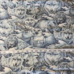 1.75 Yard Piece Midwinter Dream Wildlife Animals Cotton Quilting Fabric *washed*
