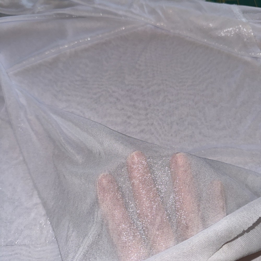Stretch Fabric Dancer Mesh Shimmer Pure White 60” Wide, 3.67 Yards