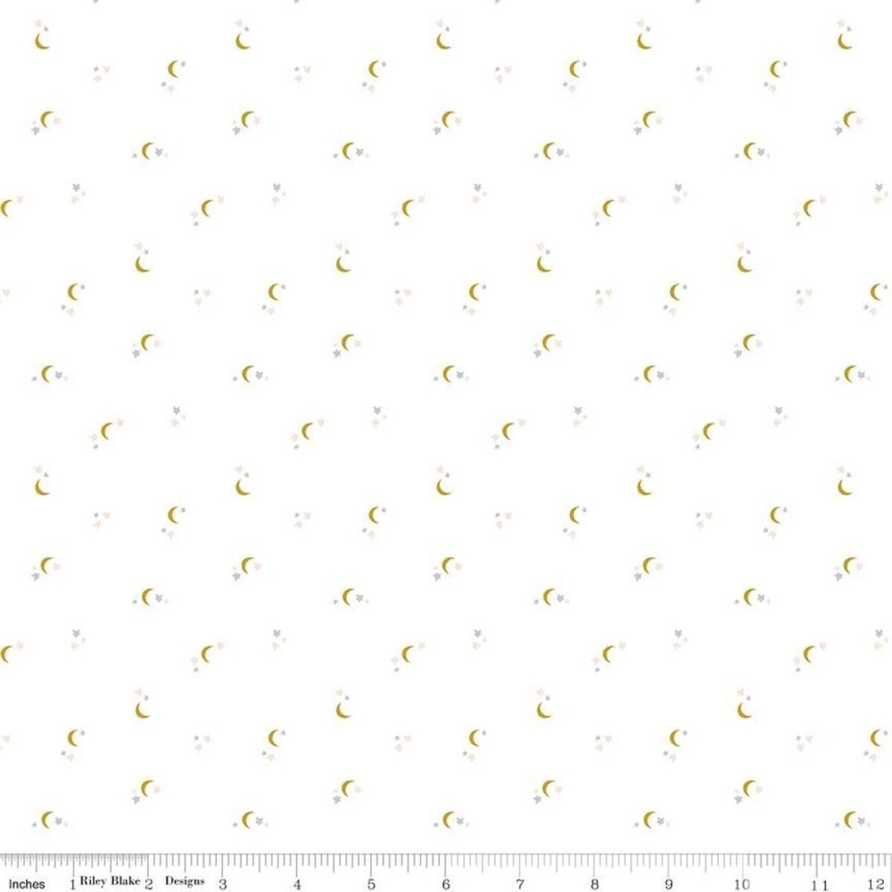 1/4 Yard 9×42 Riley Blake “Seasonal Basics” Moon And Stars Low Volume Cotton