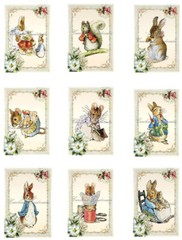 Beatrice Potter Animals MULTI-SIZE SET Cotton Fabric Quilt Blocks
