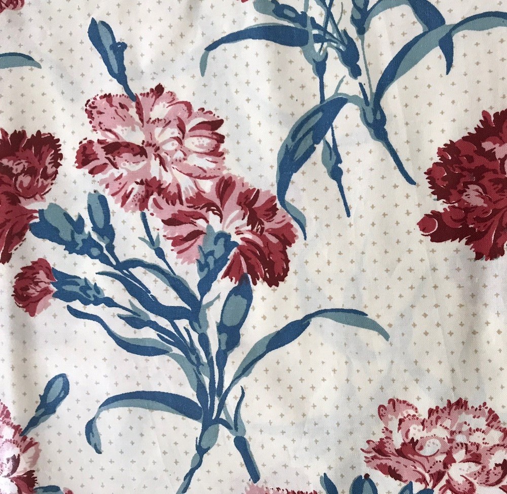 GP & J Baker Vintage Floral Chintz Fabric Approx 10 Yards 1981 Ivory Red Blue