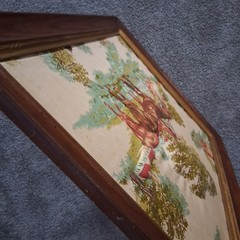 Vintage Trapunto 3-D Puff Fabric Horse Scene In Wooden Frame Ready To Hang