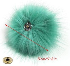 6 Brown Faux Fox Fur Pom Poms Detachable for Hats with Snap 4.3″ Round