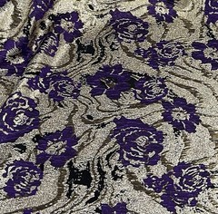 Purple Gold Jacquard Metallic Brocade Fabric 58” Width By The Yard