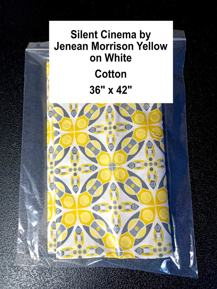 Silent Cinema by Jenean Morrison Yellow on White – Cotton – 36″ x 42″