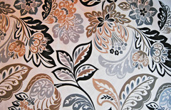 3 Yards Brown Gray Beige White Floral Canvas Upholstery Fabric 110″ X 54″