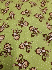 Monkeys On Lime Green White Polka Dot Fabric Sewn Into Pillow Case 38×30 cotton