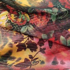 Crinkled Georgette Silk Fabric Evening Dress Scarf Gauze Metallic Silk Material