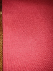 2.1yd (77″)Lx41″W coral pink thin ribbed knit synthetic tubed “cottony” fabric