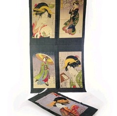 Kona Bay Fabric Asian Geisha 13 Art Panel Cotton 5 Portraits New 2009