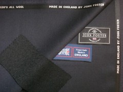 John Foster SUPER 130’s WOOL WORSTED SUITING FABRIC IN “Very Dk. Navy” = 3.6 m.