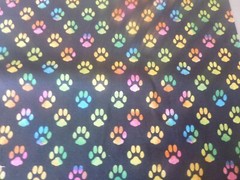 Multicolored Paw Print Cotton Fabric – 14 INCHES WIDE and 36 INCHES LONG