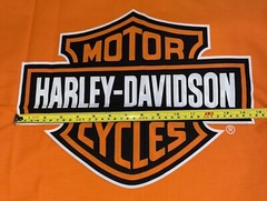 19″ x 21” Fat Square Orange SHIELD PANEL Harley Davidson Quilt Craft Fabric NEW
