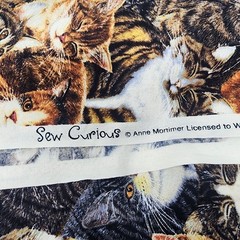Sewing Quilt Craft Fabric Tabby Cats Sew Curious Anne Mortimer Print 2 yds