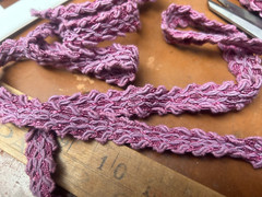 vintage 1940s trim 5/8″ soutache jaquard cotton braid 1yd orchid plum France