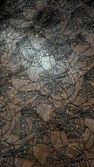 Spellbound Sparkle Spiderweb Lace — 56” x 104” — Black Webs + Orange Sequins