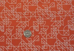 100% Cotton Andover White Geometric Designs on Paprika Background – By the Yard