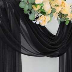 Black Sheer Gothic Wedding Draping Fabric Outdoor Curtain Arch Decor 29x20Ft