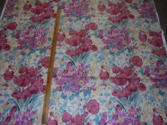 5 Yards 54″ wide FLORAL POTPOURRI COTTON FLORAL FABRIC~REDS~AQUA~PILLOWS~VALANCE