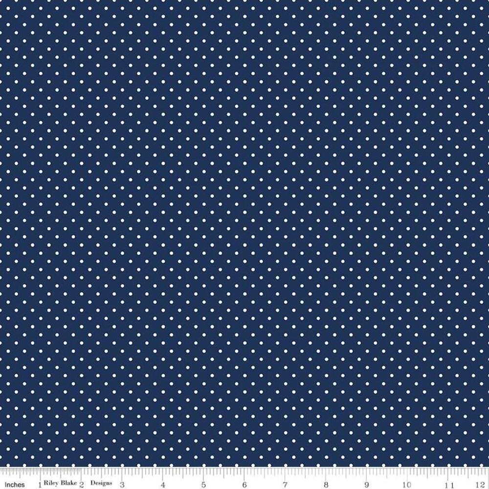 White Swiss Dot On Navy