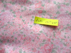 Vintage Pastel Pink and Green Floral Flowers Cotton Fabric Over 2 Yards
