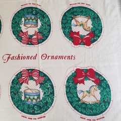 Vintage Manes 12 Days of Christmas Ornament Cut & Sew Panel Cotton 1 Yd Uncut