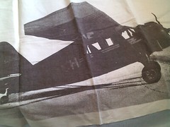 Vintage cotton fabric monochrome print AIRPLANE 36×48″