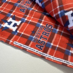 Houston Astros MLB Baseball Plaid Flannel Fabric Red Blue White Orange 2 yds