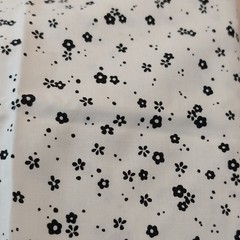 White Black Floral Print Fabric Small Floral Pattern Flowers Plants Theme 42×32