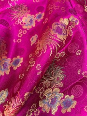 Kate FUCHSIA Floral Brocade Chinese Satin Fabric by the Yard – 10037