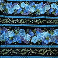 Eden Tree Of Life Purple Blue Gold Floral Birds Border Chong A Hwang 2.5 Yards