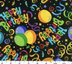 FAT QUARTER HAPPY BIRTHDAY 🎈 🎈CELEBRATE 18 X 22 100%COTTON MASKS CAPS APPLIQUÉ