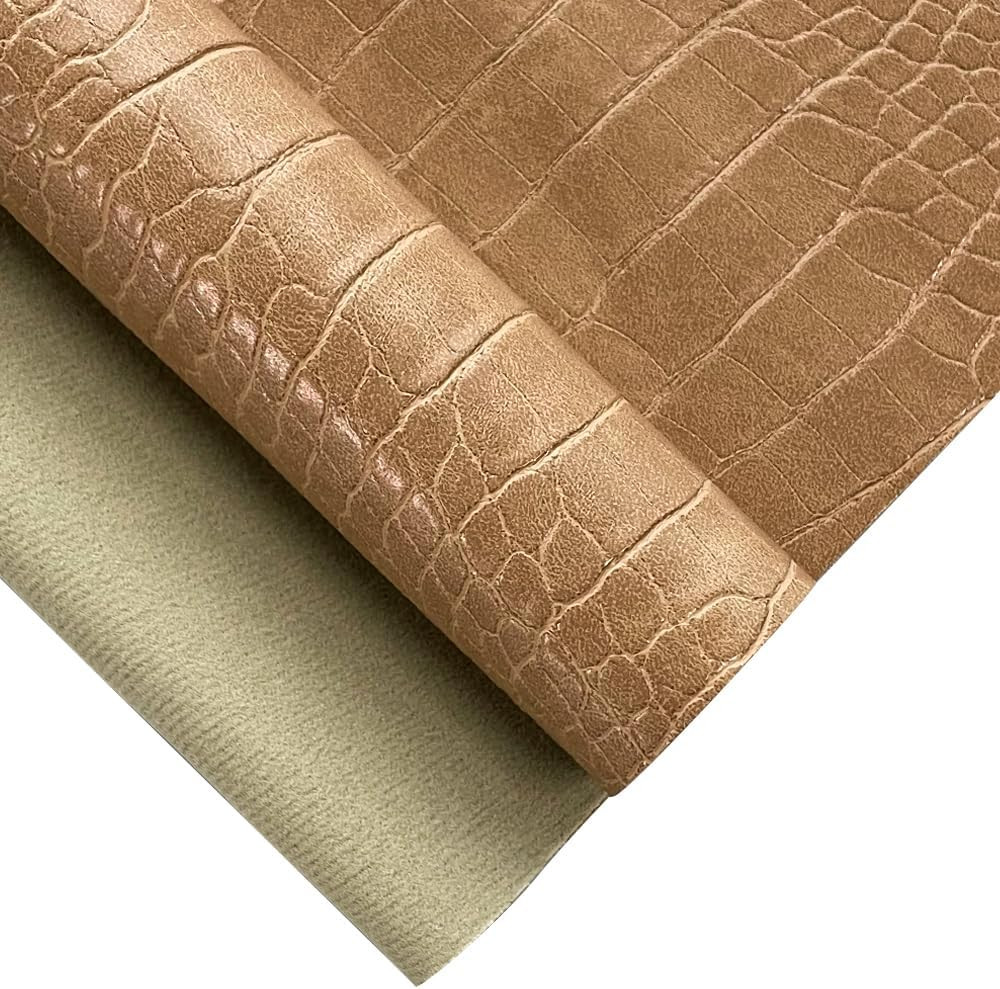 12″ X 53″ Glossy Embossed Crocodile Texture Faux Leather Roll Synthetic Leather
