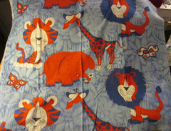 2 yards” x 40″ wide Fabric Quilt Red Elephant Lion Giraffe Tiger 2 pc Cranston
