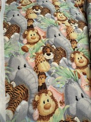 2008 Patty Reed JUNGLE BABIES Cotton Fabric Baby Lion Monkey Giraffe Animals 1YD