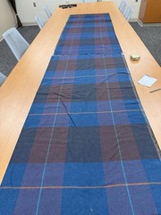 Blue Black Navy Teal Orange Tartan Wool Fabric 2 Pc Lot Tot 130×58”