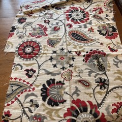 Waverly Siren Song Cotton Slub Red Jacobean Floral Paisley Vine Fabric 24×55