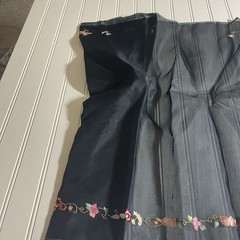 SILK Blue-Gray- flowers FABRIC 3 Yards x 21 Inches Wide or 108 Inches x 21 Wide