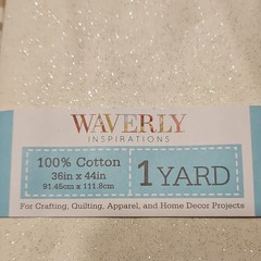 Waverly Inspirations White Glitter 100% Cotton Fabric 1 yd 36 x 44 in