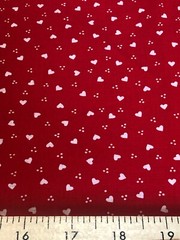 VTG VINTAGE UNBRANDED TINY HEARTS AND DOTS COTTON FABRIC SOLD BTHY