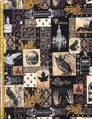 Michael Miller Nevermore Edgar Allan Poe, Inspired, Skulls, Ravens BTY 36″ x 45″