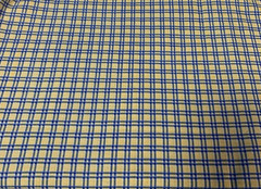 Vintage Plaid Checked Squares Print Fabric Yellow White And Blue 100% Cotton BTY