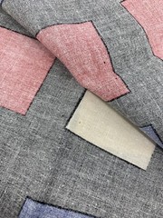 Finlandia Free Spirit Fabric Mod Mid Century Style Red Blue Tan Squares 1 yd