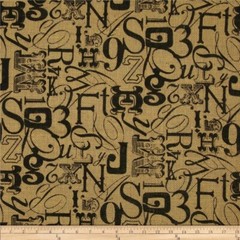 22″L x 48″W Printed Burlap – Tossed Type Letter Number symbol 48 Inches wide