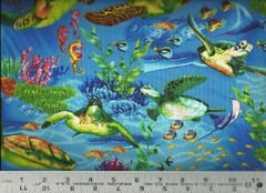 Timeless Treasures ~ Realistic Sea Turtles Reef 100% Cotton Quilt Sew Fabric BTY