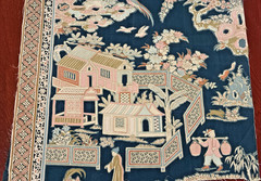 Schumacher Chinois Fabric Remnants Floral Chinoiserie Print Blue Pillows