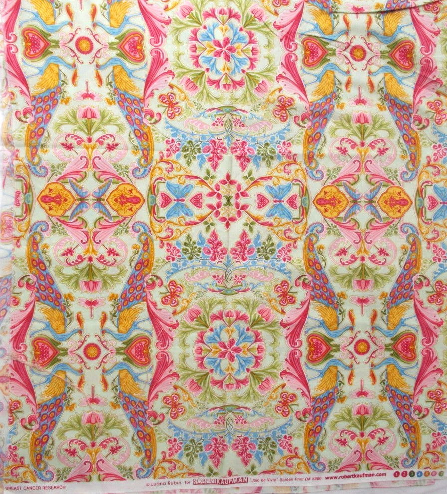 ½ yard Kaufman COTTON FABRIC Joie de Vivre Butterfly Peacock 44” x 19” quilt