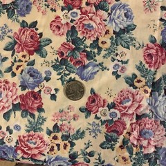 Vintage Floral Fabric By Peter Pan Pink Mauve Blue Yellow Flowers On Cream 2 Yds