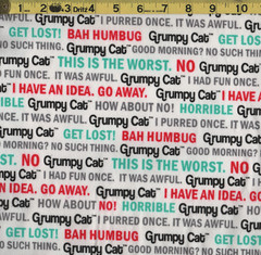 GRUMPY CAT Funny fabric, FLANNEL FABRIC, Marcus Fabrics, ONE FUL L YARD