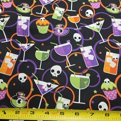 David Textiles Halloween Libations Fabric 2-7/8yds Cupcake Martini Eyeballs